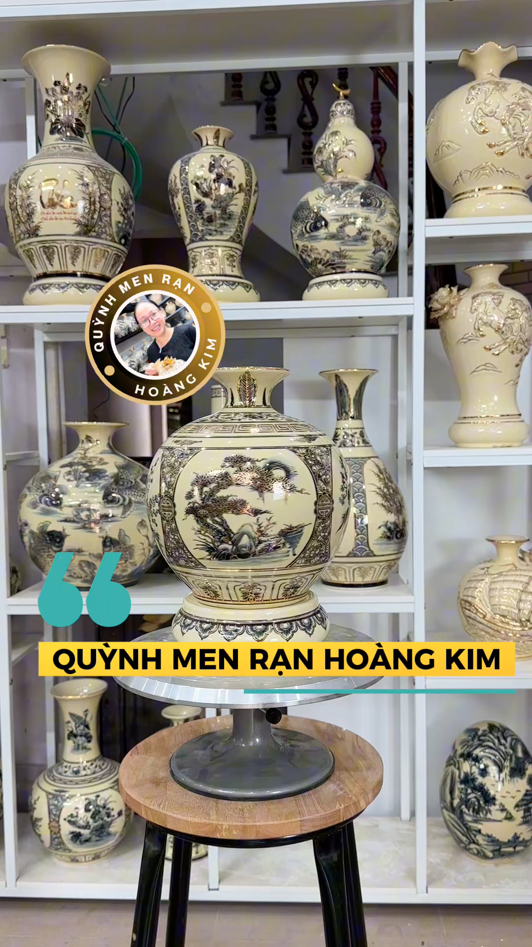 Hút lộc men rạn hoàng kim vẽ vàng 24k - Tứ cảnh chữ Phúc đỏ - Hình ảnh 3