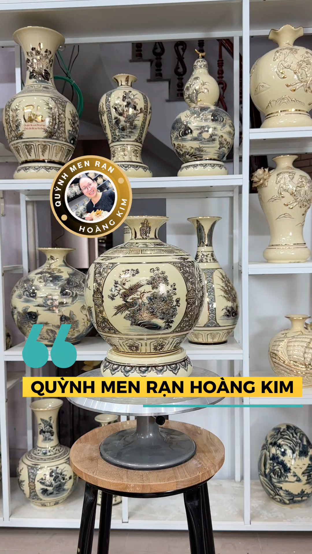 Hút lộc men rạn hoàng kim vẽ vàng 24k - Tứ cảnh chữ Phúc đỏ - Hình ảnh 2