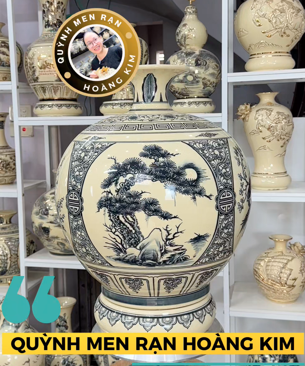 Hút lộc Tứ cảnh chữ Lộc - Men rạn hoàng kim - Hình ảnh 3