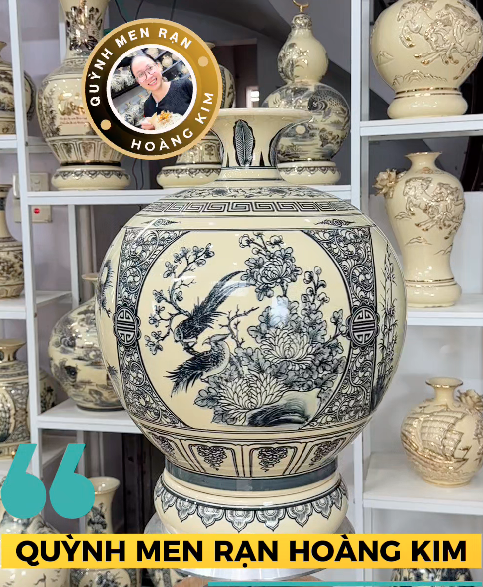 Hút lộc Tứ cảnh chữ Lộc - Men rạn hoàng kim - Hình ảnh 4