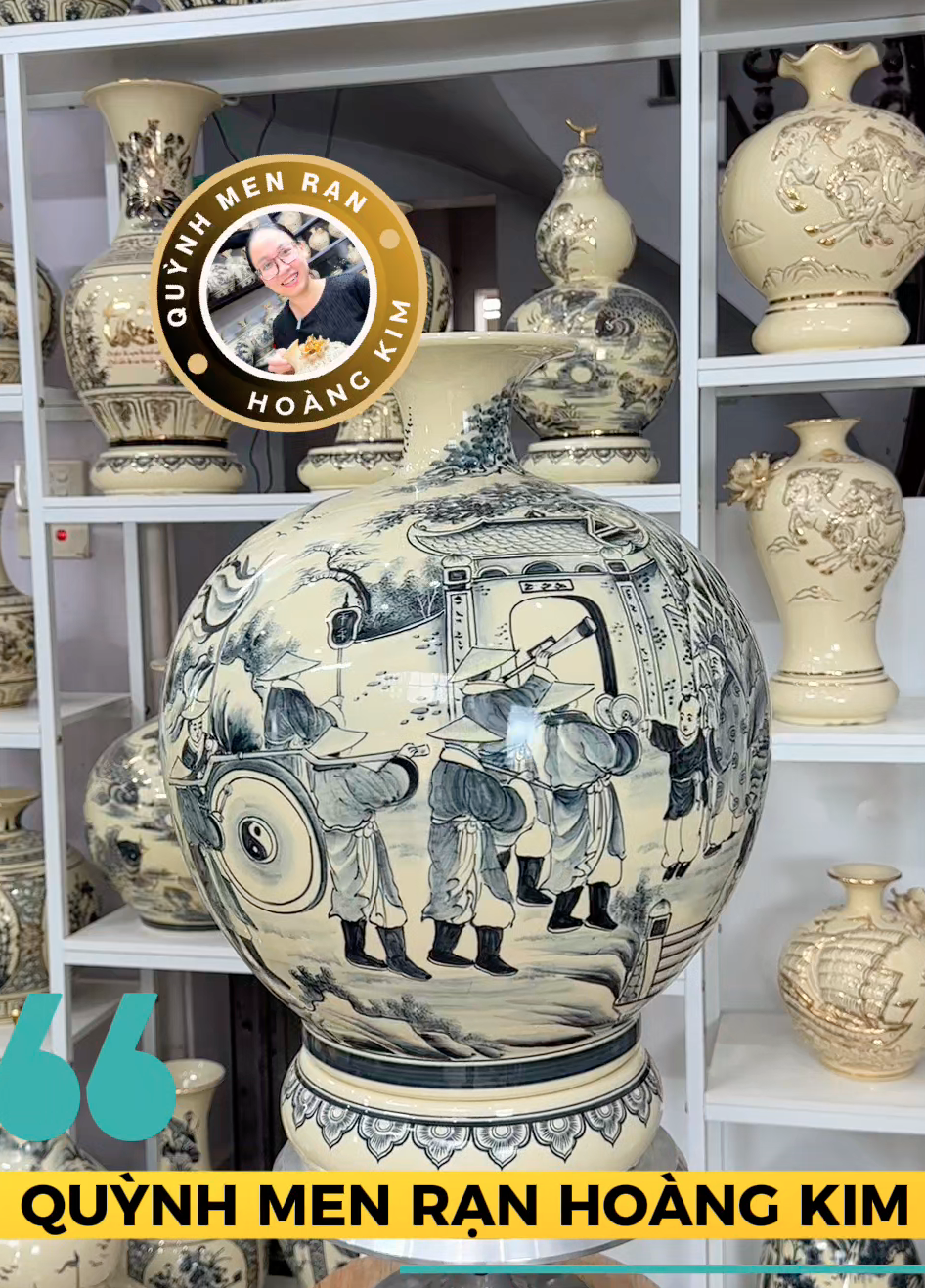 Hút lộc Vinh Quy Bái Tổ - Men rạn hoàng kim - Hình ảnh 2