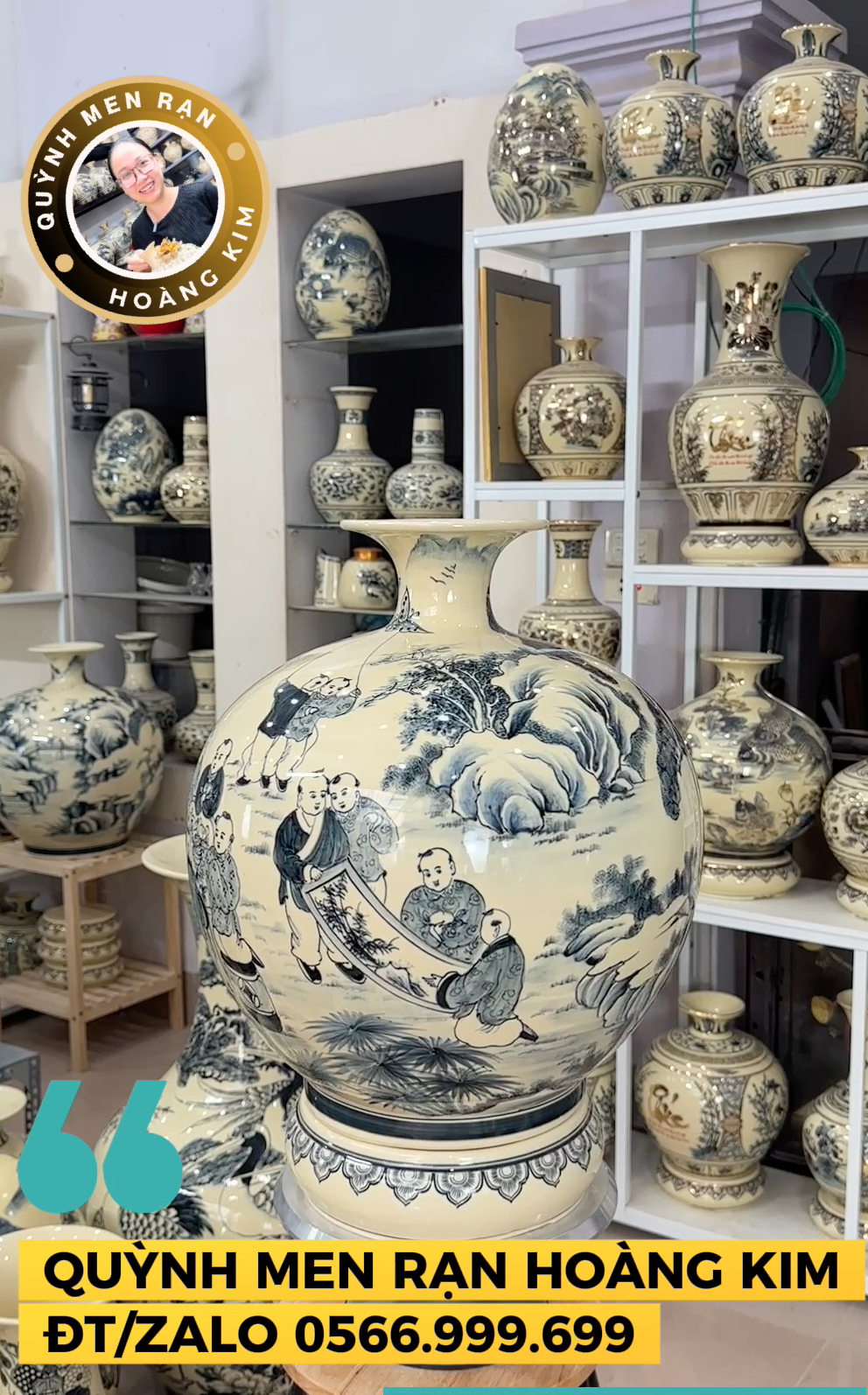 Hút lộc Bách nhi - Men rạn hoàng kim - Hình ảnh 3