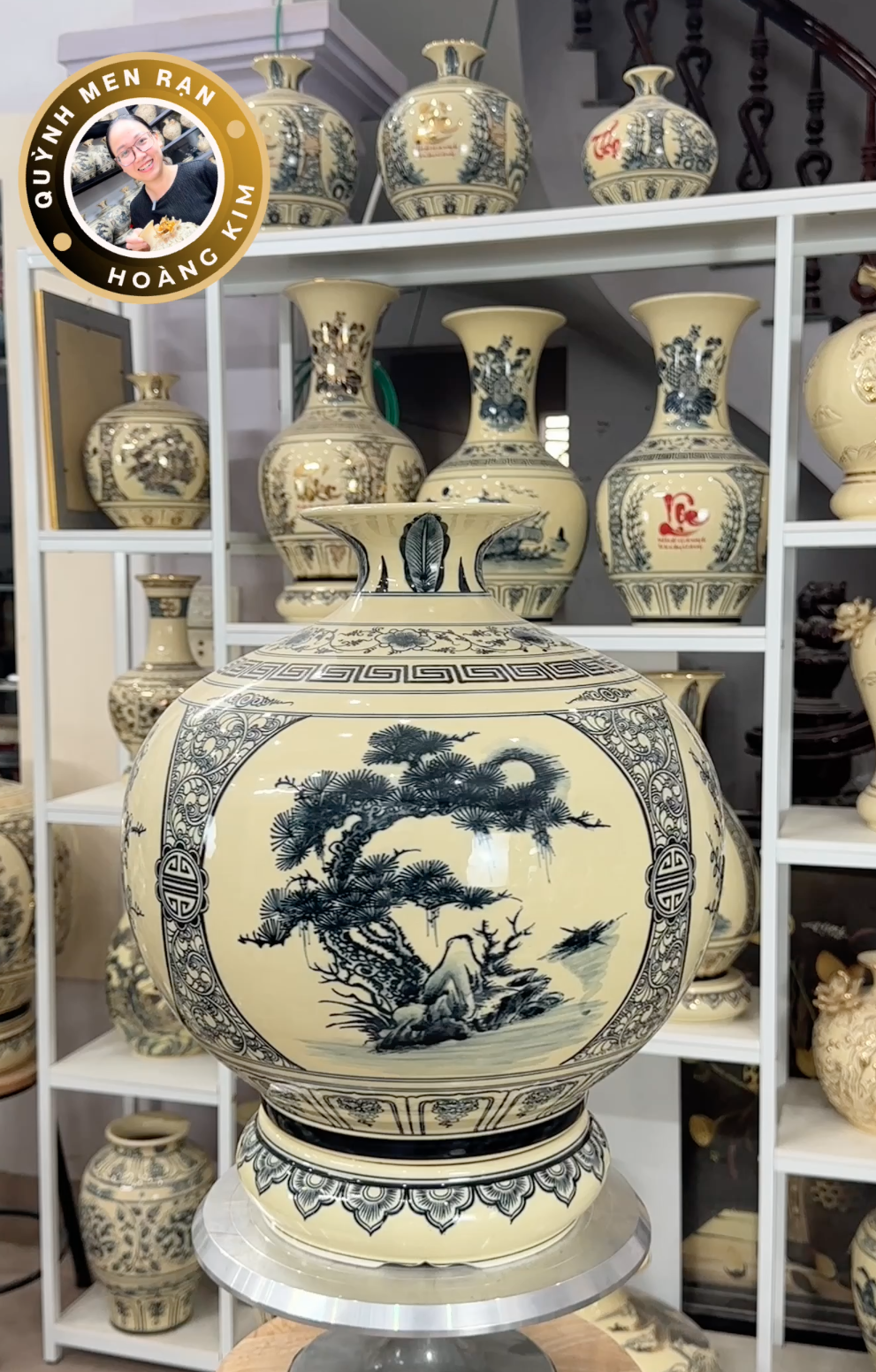 Hút lộc Tứ cảnh - Men rạn hoàng kim