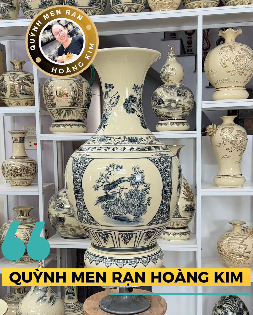 Lọ tỏi vẽ mộc Tứ cảnh – Men rạn hoàng kim - Hình ảnh 2