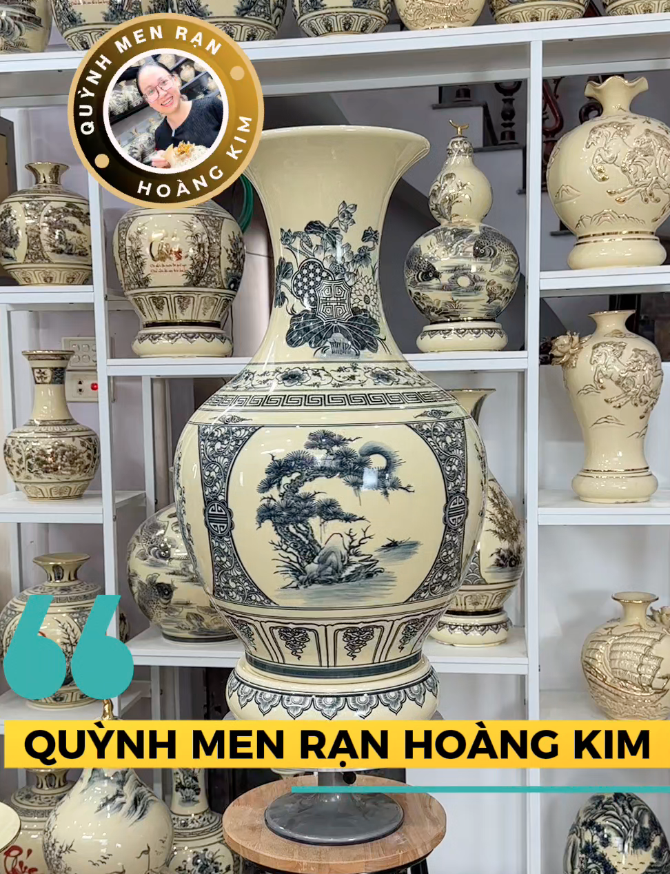 Lọ tỏi vẽ mộc Tứ cảnh – Men rạn hoàng kim - Hình ảnh 3