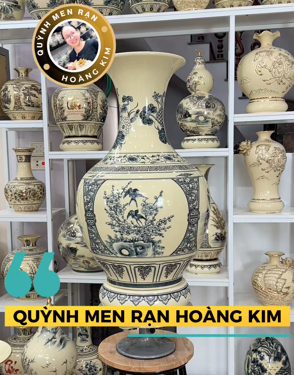 Lọ tỏi vẽ mộc Tứ cảnh – Men rạn hoàng kim - Hình ảnh 4