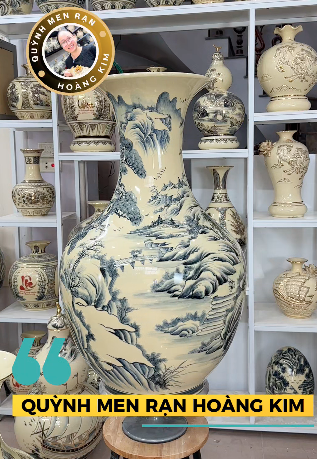 Lọ tỏi vẽ mộc Sơn thủy – Men rạn hoàng kim - Hình ảnh 2