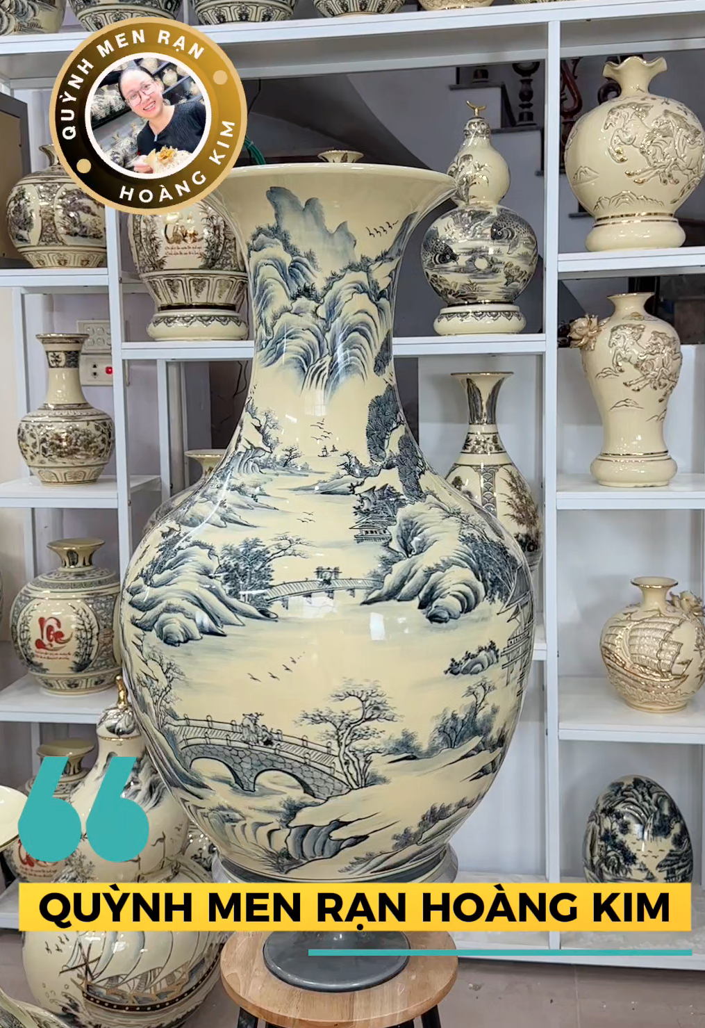 Lọ tỏi vẽ mộc Sơn thủy – Men rạn hoàng kim - Hình ảnh 3