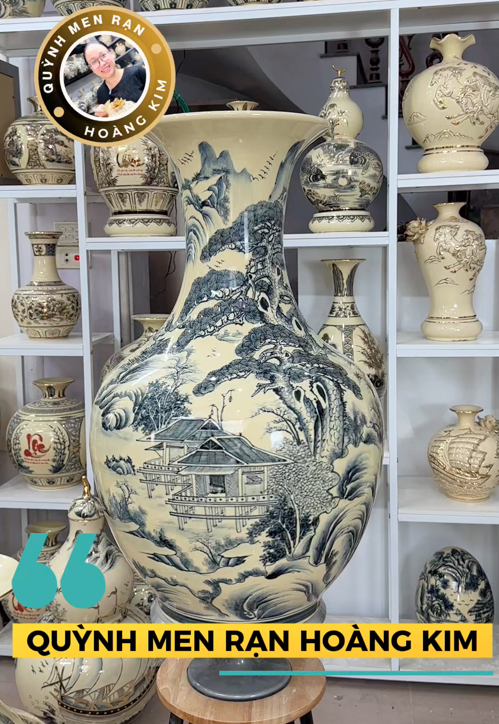 Lọ tỏi vẽ mộc Sơn thủy – Men rạn hoàng kim - Hình ảnh 4